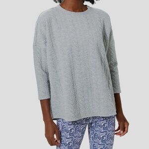 Tuckernuck Cable Quilted Swing Sweatshirt Gray XS/S Relaxed Athleisure Casual